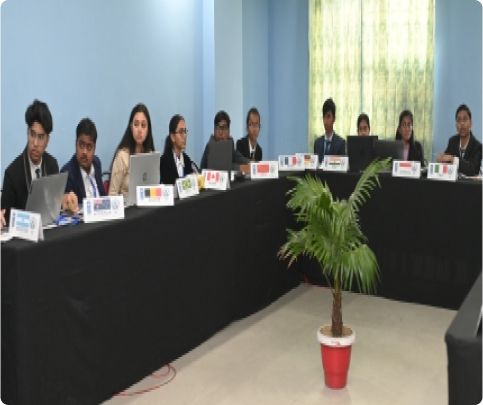 Students at Allenhouse Public School Group participating in a Model United Nations (MUN) conference
