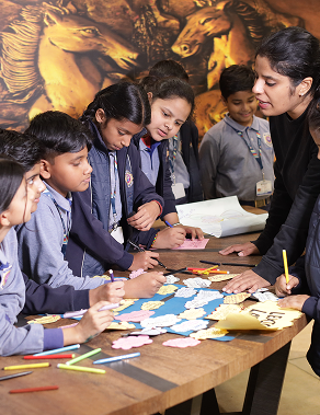 A group discussion or teamwork session at Allenhouse Public School Group.